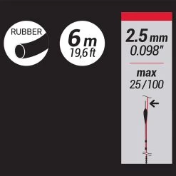 ELASTIQUE PLEIN 2,5 MM 6M -Célèbre Pêche Magasin elastique plein 25 mm 6m 2